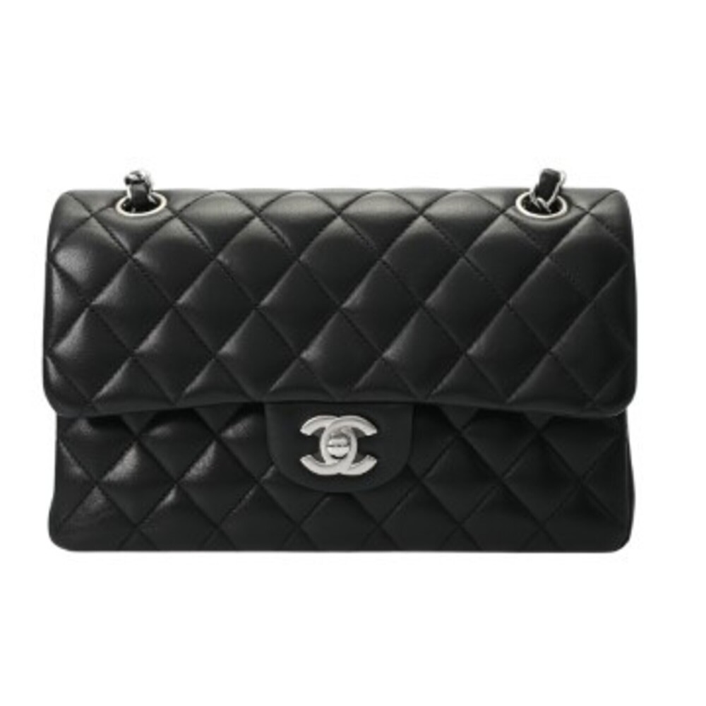 CHANEL Matelassé Classic Small Handbag 23cm Black A01113 Women's Lambskin Sho...